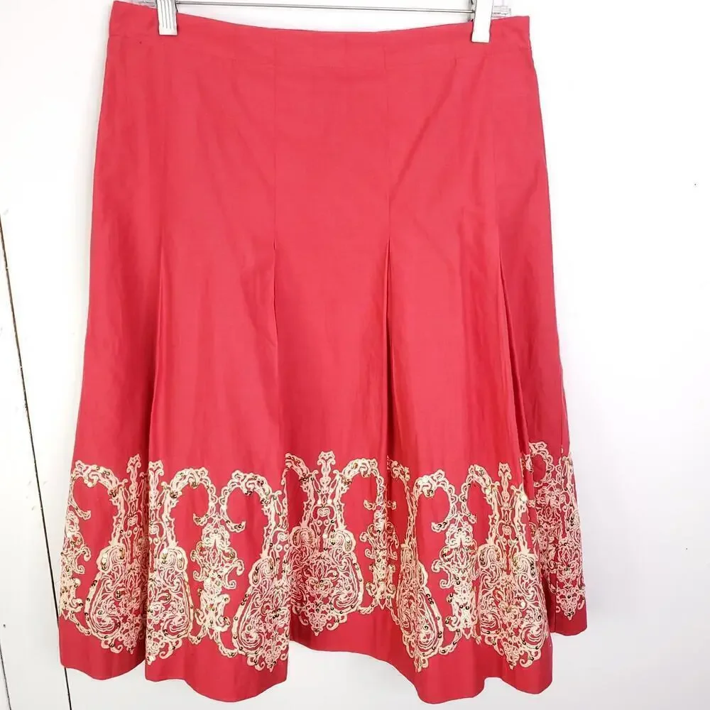 Vintage Tommy Hilfiger Skirt Womens 6 Pintuck Pleating Knee Length Sequin Retro